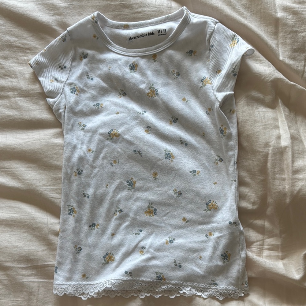 Abercrombie Kids Floral Short Sleeve Tee - White and Yellow